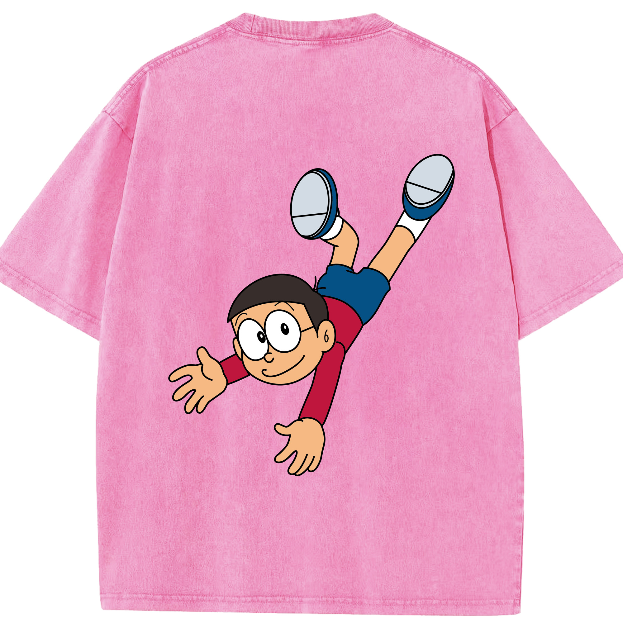 （画像用） ドラえもん 野比 のび太 Doraemon Nobita Nobi 綿100% ヴィンテージ風 半袖Tシャツ（背面プリント）